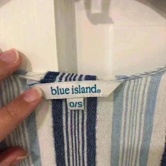 Blue Island Open Front Longline Swimsuit Cover Up with Metallic Stripes - Picture 5 of 7